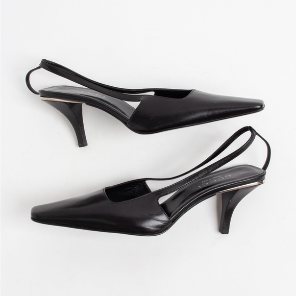 SOLD— Gucci Black Square Toe Crystal G Slingback Heels - Picture 4 of 11